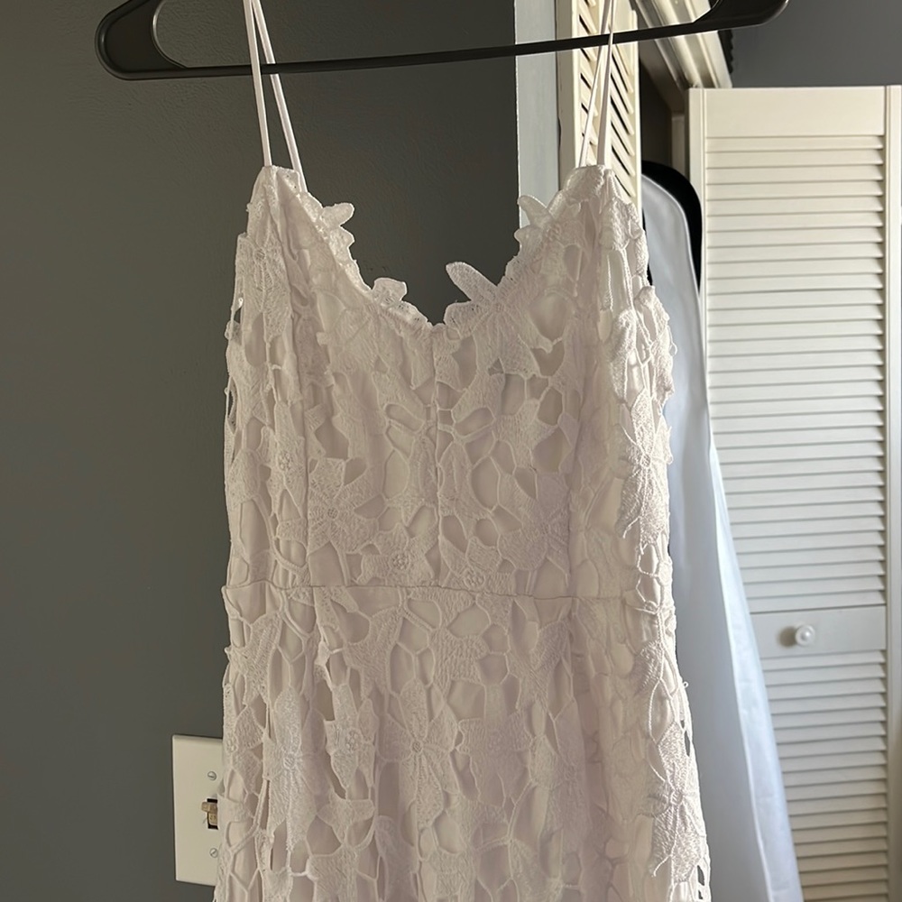 Express XXS pure white floral lace dress